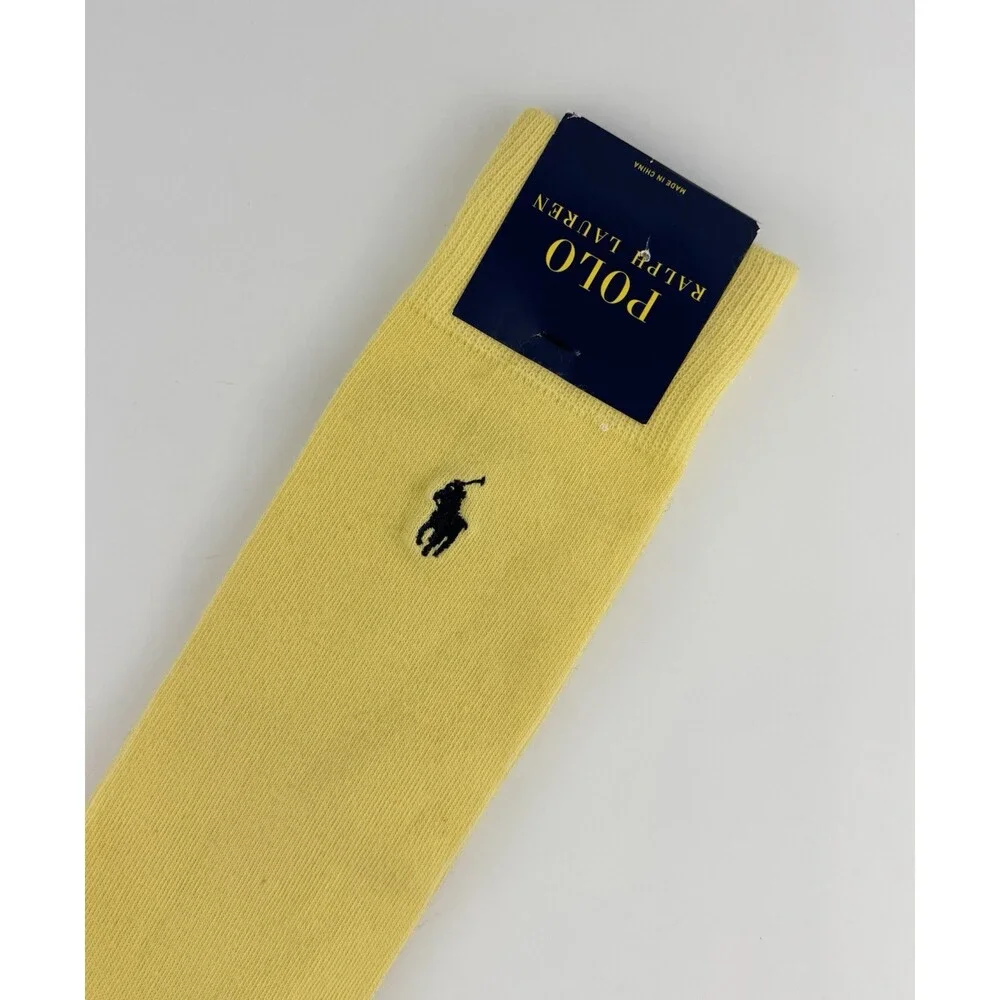 Polo Ralph Lauren Classic Cotton Crew Sock  (1 Pair) New Yellow Sz 6 -12 Men